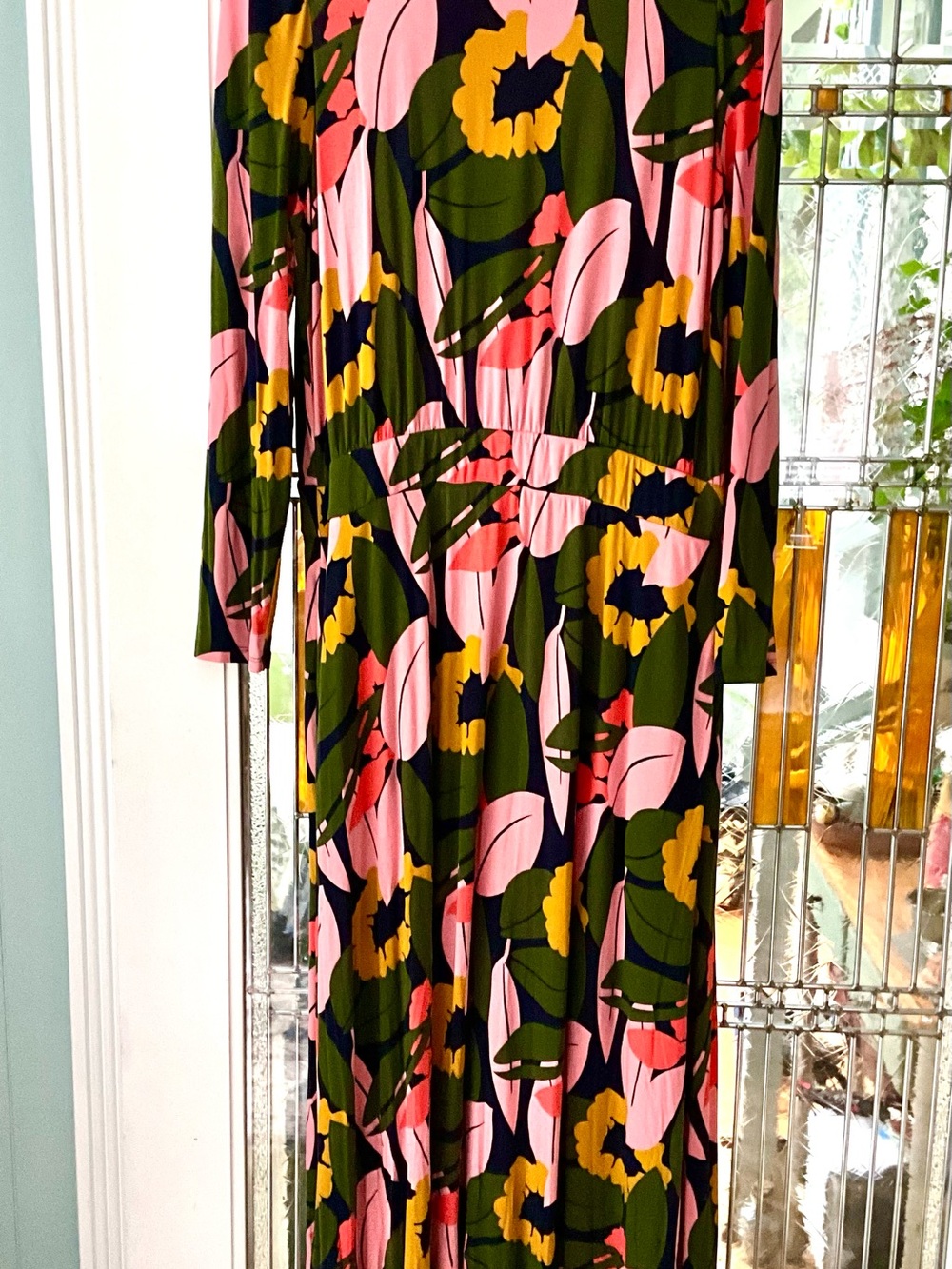 Boden Pinks Floral Fun Long Sleeve Maxi Dress 14L